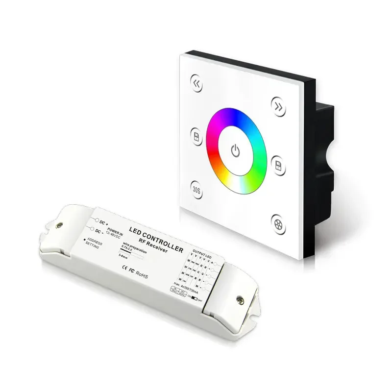 

Wireless Single-Zone CC RGB Panel P3X+R4-CC-2.4G RGB/RGBW panel controller with the 10 built-in changing modes 4096 grey scales