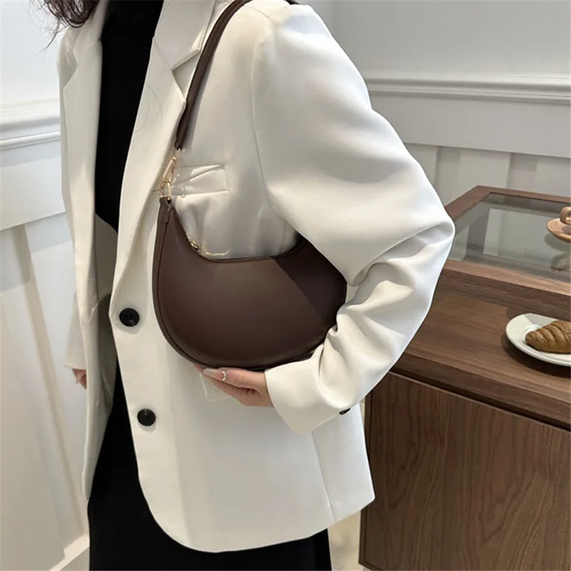 Stylish Synthetic Leather Underarm Women Bag, Fashionable Solid Color PU Shoulder Bag, Novel Tote Purse, Suitable for Daily Use