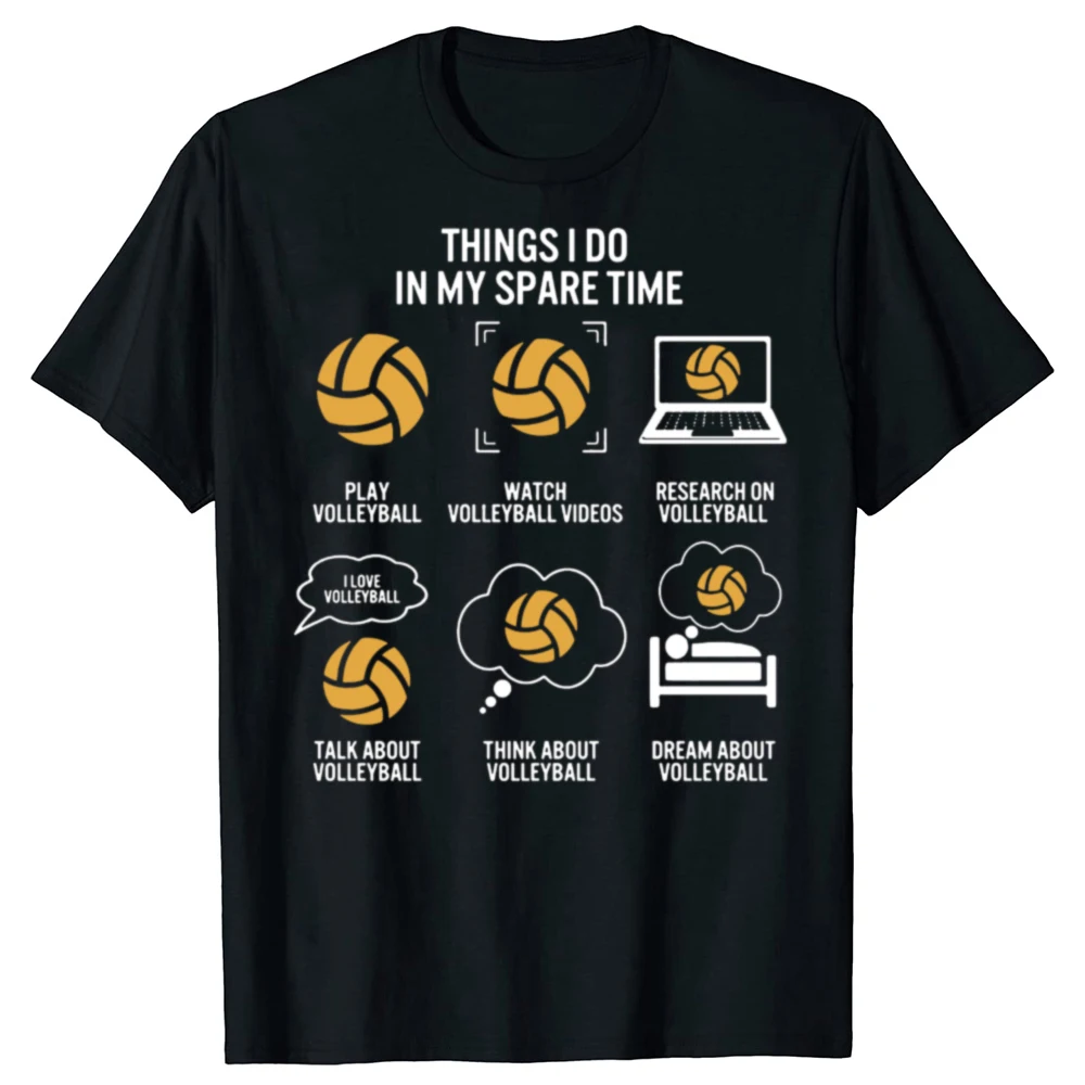 Lustige Dinge, die ich in meiner Freizeit mache, Sportliebhaber, Volleyball-Mutter, Spielerin, Grafik-T-Shirts, Herrenmode, 100 % Baumwolle, übergroßes T-Shirt