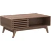 Coffee Table with Storage, Mid Century Modern, Farmhouse Wood Coffee Table for Living Room Fluted (Walnut) 4