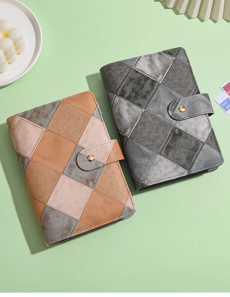 A6 Retro Plaid Muster PU Leder DIY Binder Notebook Nur Abdeckungen Tagebuch Bücher Zeitplan Abdeckungen Schule Schreibwaren – Detail 9