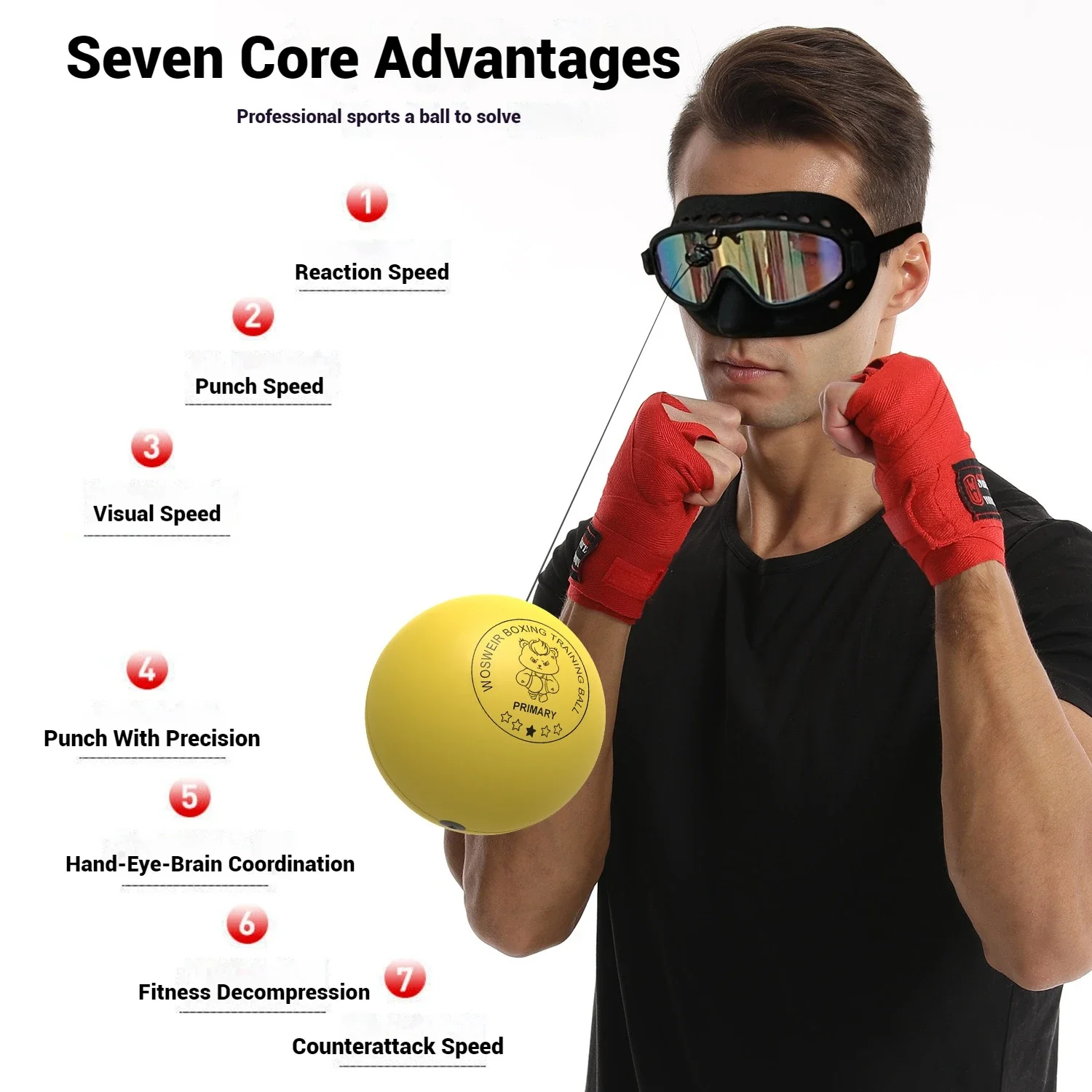 WOSWEIR－Children's Indoor Head Mounted Reaction Ball Full Protection Safety Coaching Speed Ball Boxer Training Equipment
