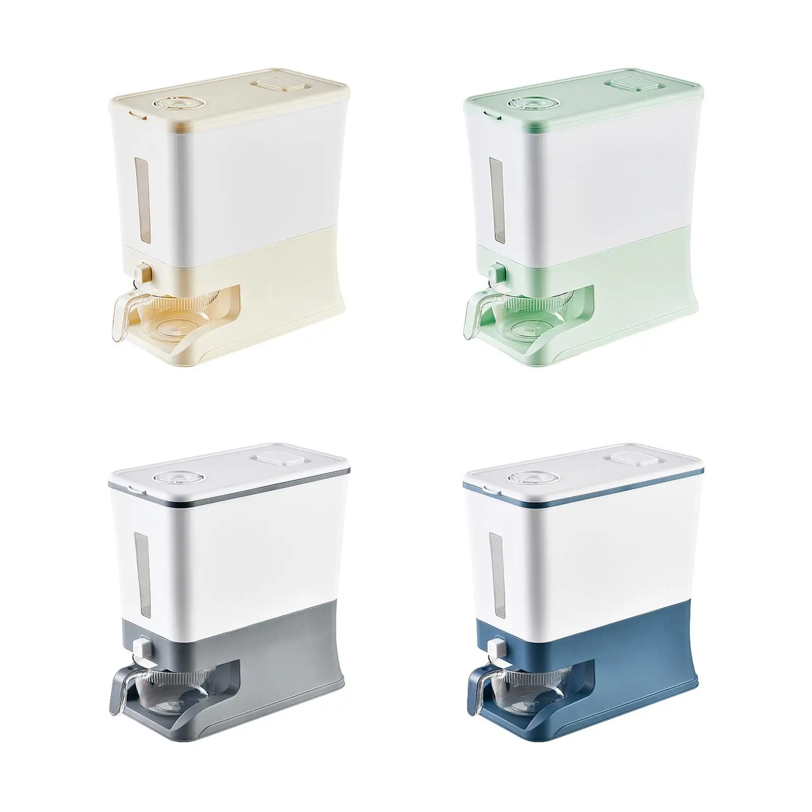 

Countertop Rice Dispenser with Lid Kitchen Organization Airtight Cereal Storage Containers and Measuring Cup for Grain Soybean