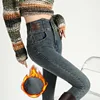 High Waist New Women's Fleece Jeans Winter Warm Thermal Slim Blue Black Fashionable Casual Velvet Elastic Pencil Denim Trousers