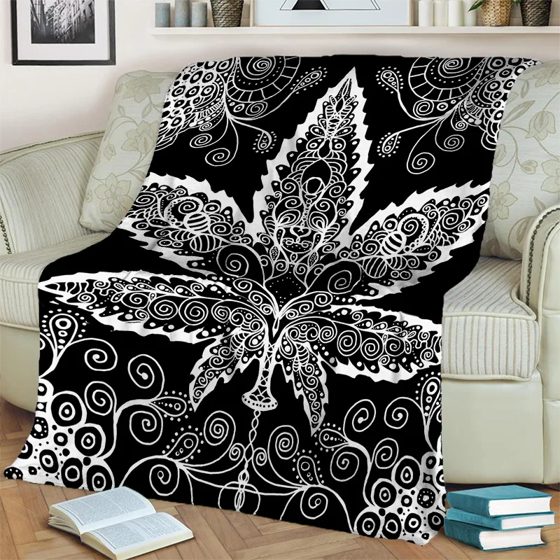 Reggae Music Maple Leaf Weed Plants Blanket,Soft Throw Blanket for Home Bedroom Bed Sofa Picnic Office Hiking Leisure Nap Cover