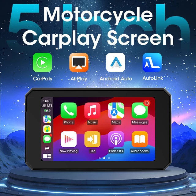 Jansite Dual Bluetooth Motorcycle Carplay Screen Navigation GPS Display IP67 Waterproof Support Helmet Intercom Moto Accessories