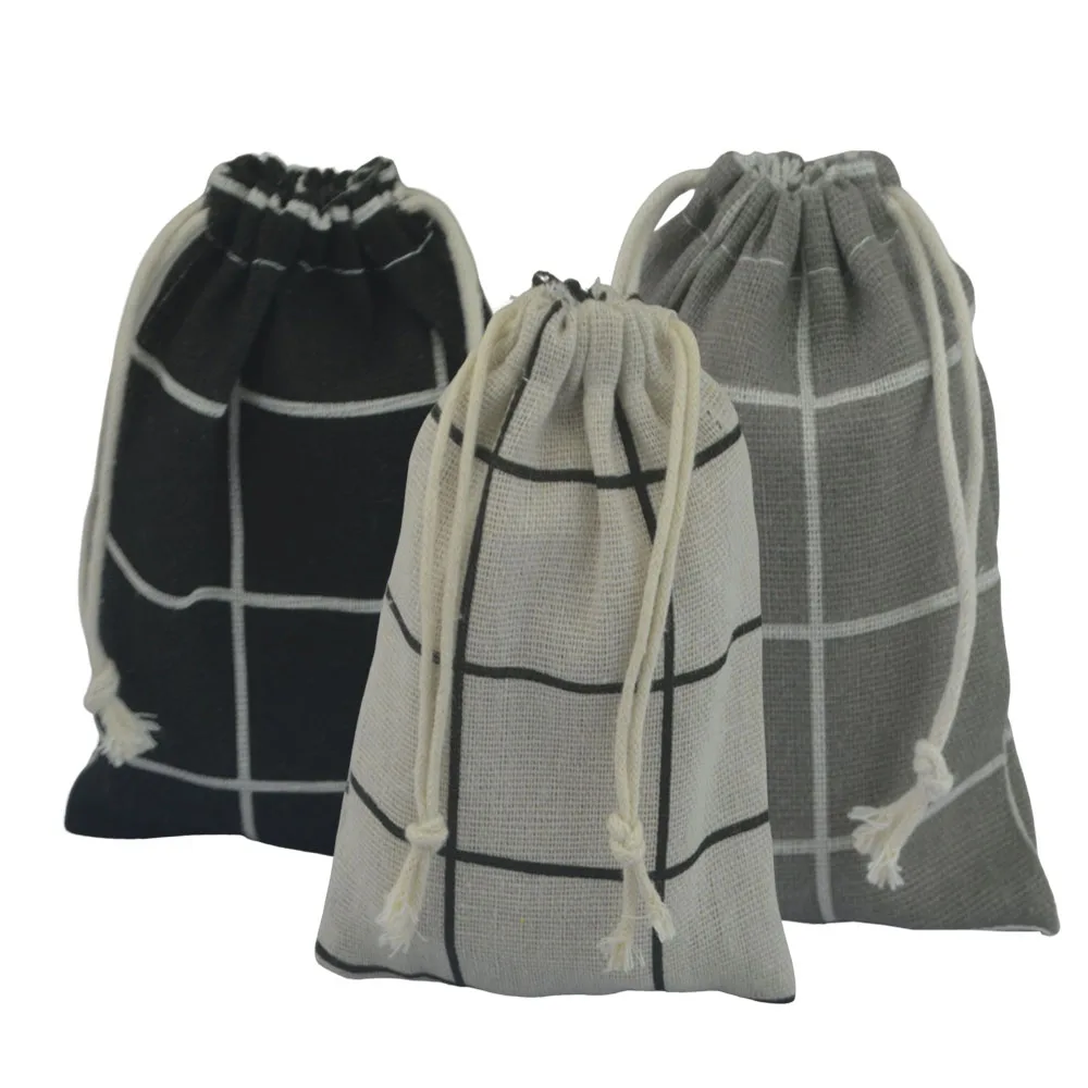 

20PCS Flat Linen Cotton Drawstring Storage Bags for Wedding Christmas DIY Gifts Household Toy Pouches Kitchen Organizing
