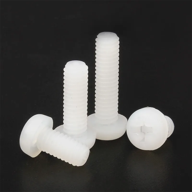 

50pcs M2 M2.5 M3 M4 White Nylon Plastic Phillips Pan Head Cross Round Screw Bolt length 4mm-20mm