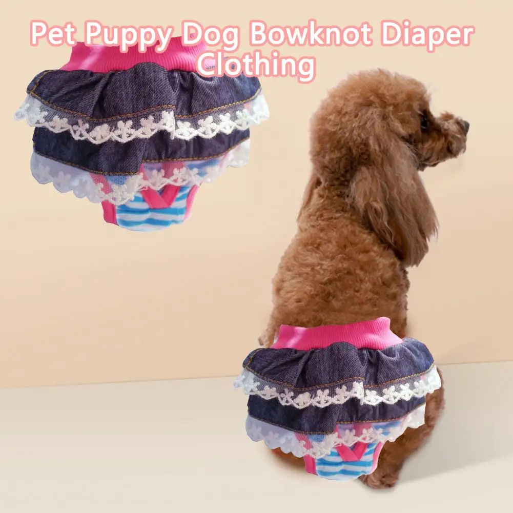 Dog Menstrual Pants dog nappies pet diapers dog diapers Comfortable Anti-harassment Pet Sanitary Pants Breathable Cotton Puppy Bowknot Diaper Clothing Pet Supplies