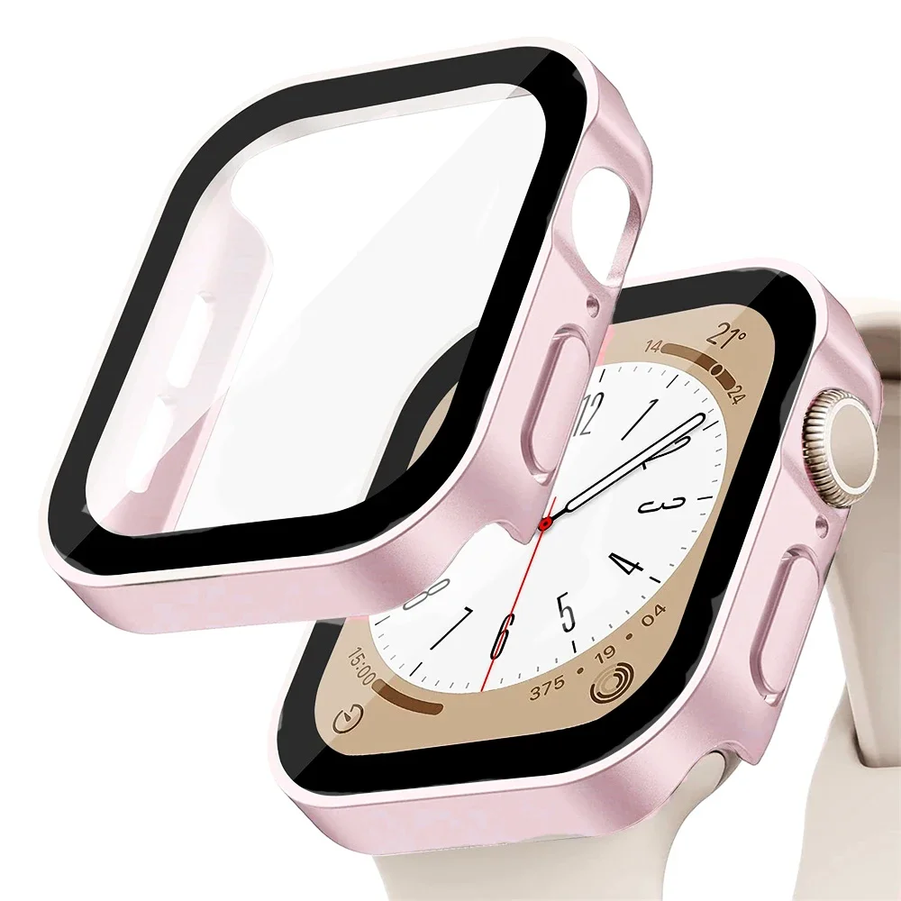 thumbnail image 1 of Vidrio + cubierta para la serie de estuches de Apple Watch 8 7 6 5 4 se 44 mm 40 mm 41 mm 45 mm Protector de pantalla de borde recto Accesorios para Apple Watch, 1 of 5