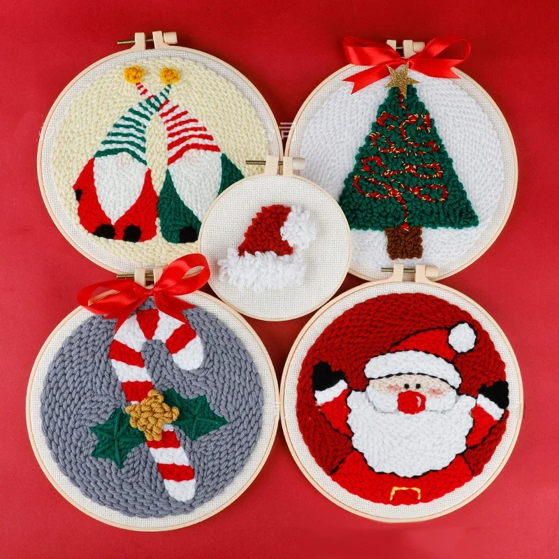 

Набор для вышивки мягкой нитью с иглой для рождественской елки для начинающих, рождественские украшения для дома, Наборы для творчества для детей