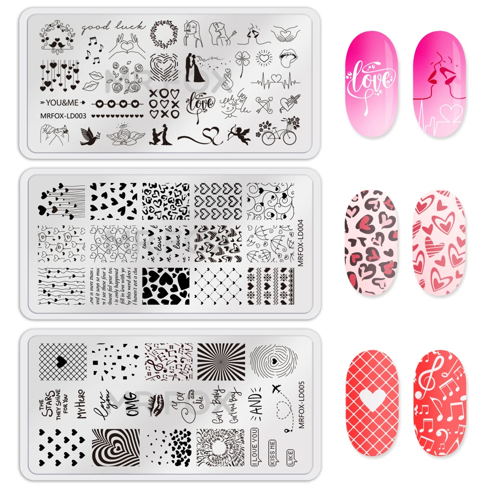 Heart Pattern Nail Art Stamping Plate Template Stencil