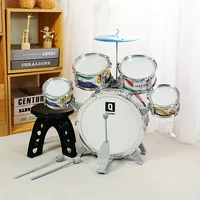 Kids Drum Set Toddler Jazz Drum Kit Toys with Stool Pedal Percussion Musical Instruments Drum Toy Early Education Gift for Boys 1