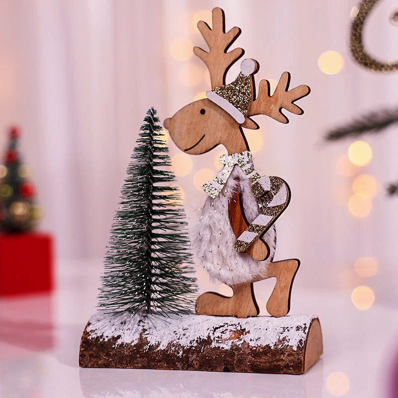 Árbol de Navidad para niños, hecho a mano, bricolaje, estéreo, madera, diseño de escena de árbol de Navidad, adornos navideños, caliente