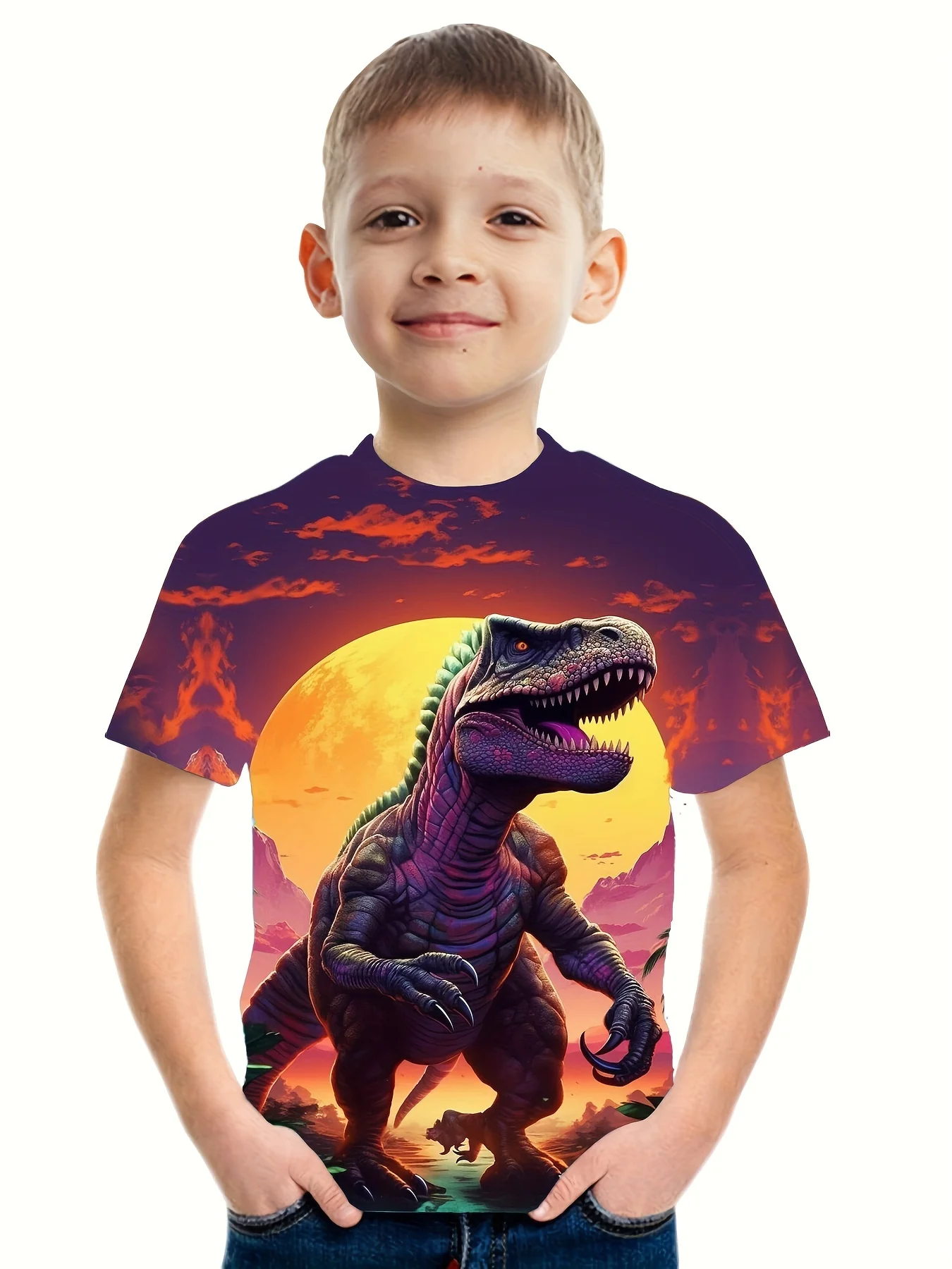 Children's Clothing T-Shirts for Boys Short Sleeve Child T Shirt 3D Dinosaur Print Casual Kids Summer Clothes Boy Clothes Tops 6