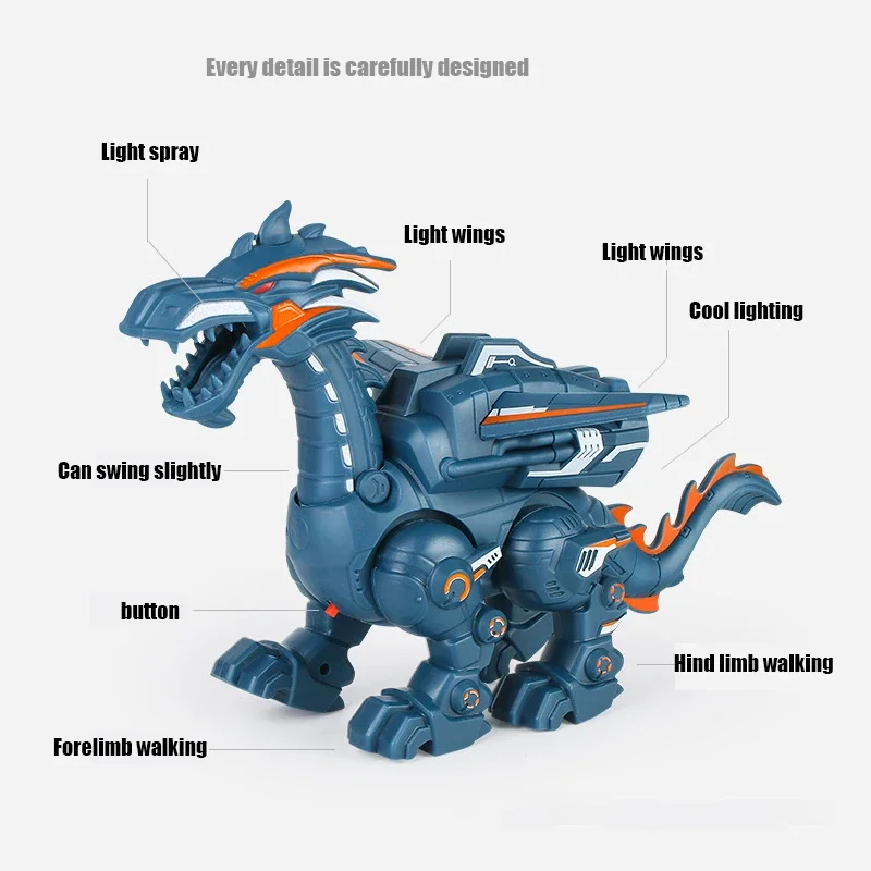 Spray Mechanical Dinosaurs Animal Model Dragon Walking Electronic Dinosaurio Juguete Robot Pterosaurs Toys Gift For Children 5