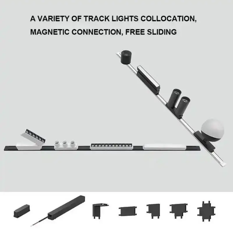 6mm Thin Surface Mount Magnetic Track Light Dimmable Tuya Zigbee Ceiling Rail System Black White Lamp Lighting DC48V Spotlight 4