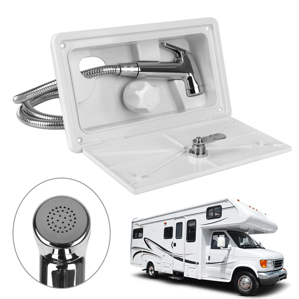 Yctze RV boîte de Douche boîte de Douche extérieure Interrupteur Froid Chaud avec Kit 2 clés pour Caravane de Camping-Car Bateau Marin 