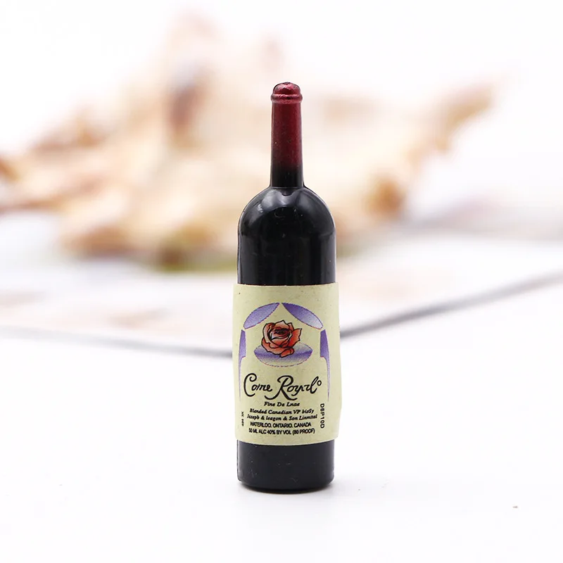 4.5cm Baby House Accessories Scene Model Micro Landscape Decoration Shooting Props Mini Simulation Plastic Red Wine Bottle