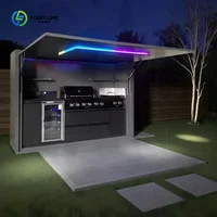 Îlot de cuisine extérieur en acier inoxydable avec barbecue intégré et nettoyage facile, idéal pour les pique-niques dans la cour et les cuisines extérieures 1
