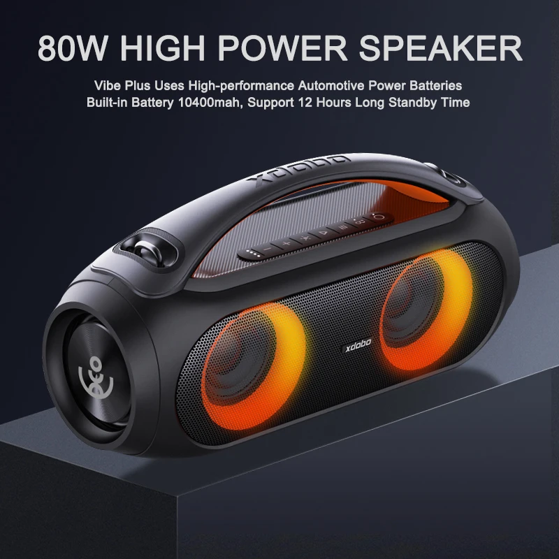 80W high-power XDobo Vibe Plus portable wireless Bluetooth speaker with subwoofer surround sound TWS square dance RGB speaker 3