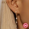 ROXI S925 argent Sterling quatre griffes Zircon chaîne gland boucles d'oreilles pour femme mode Piercing boucle d'oreille de luxe de haute qualité