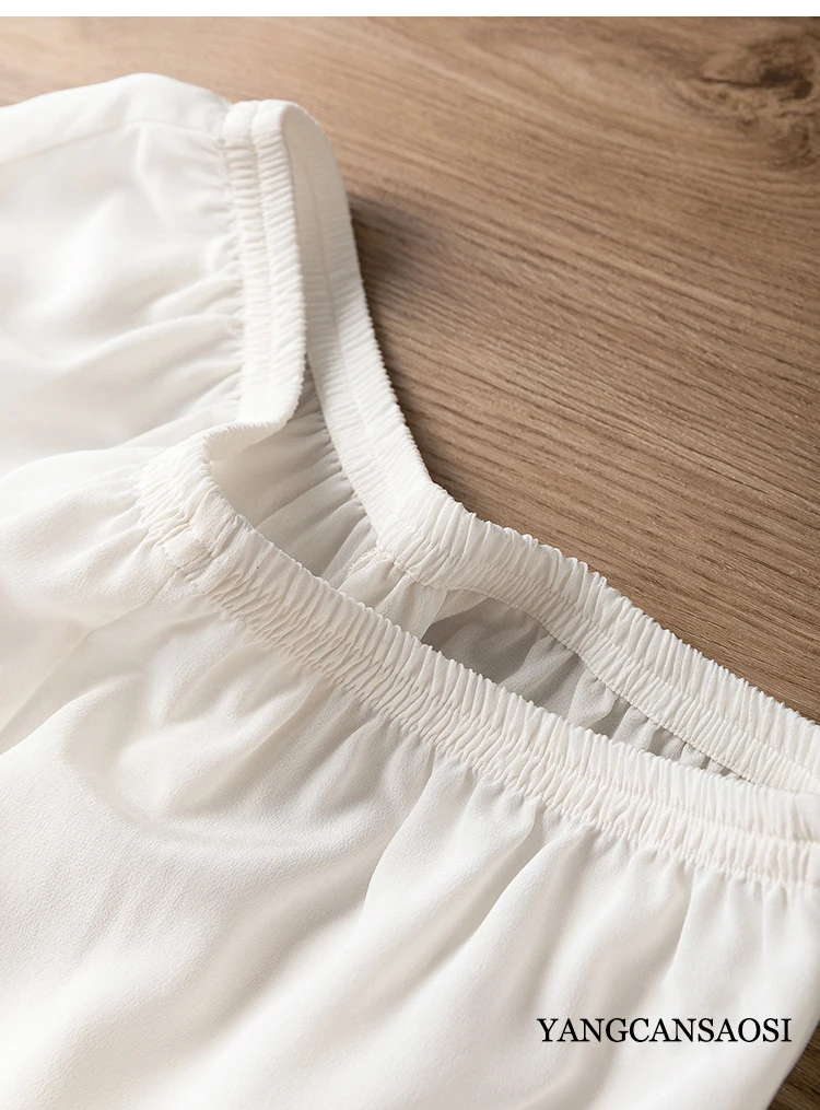 Women's Fashion New Breathable Skin Friendly Crepe De Chine Natural Mulberry Silk White Safety Pants Underpants