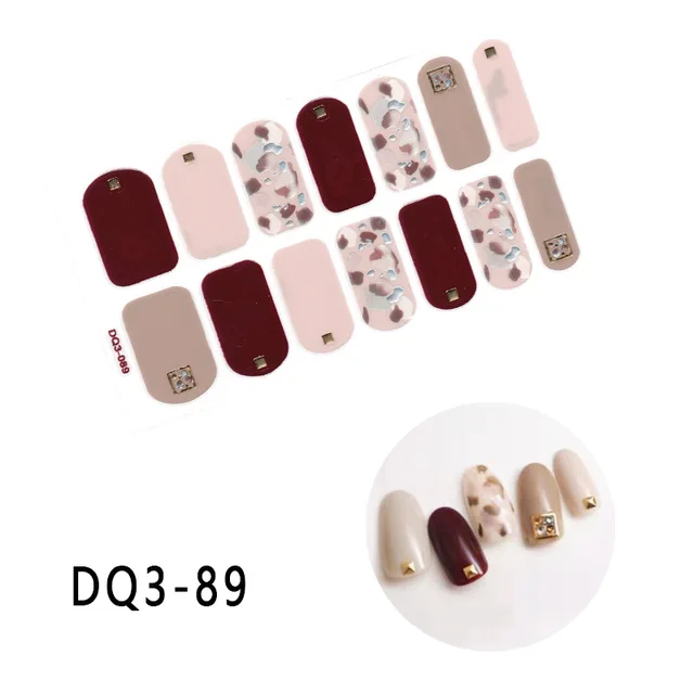Korean Fashion Colorful 3D Glitter Sequins Nail Art Stickers Manicure DIY Nail Strips Wraps Solid Color DQ3-089