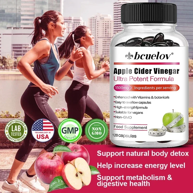 Apple cider vinegar capsules, with vitamin b6, burns fat, supports gut health, immunity, metabolism, detoxification, digestion