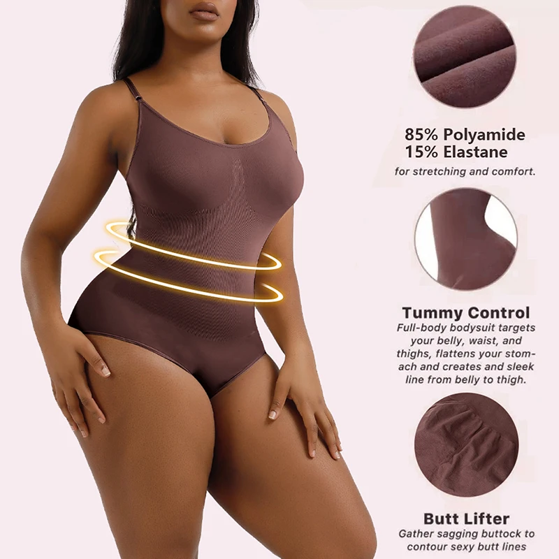 Esparguete Correias sem costura Shapewear Bodysuit