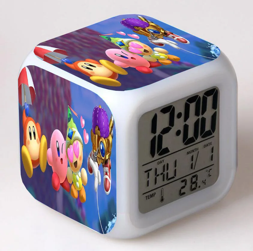 night light lamp Kirby Game LED Anime Light Colorful Digital Alarm Clock Student Children's Bedroom Desktop Lighting Decoration Birthday Gifts night light lamp Night Lights