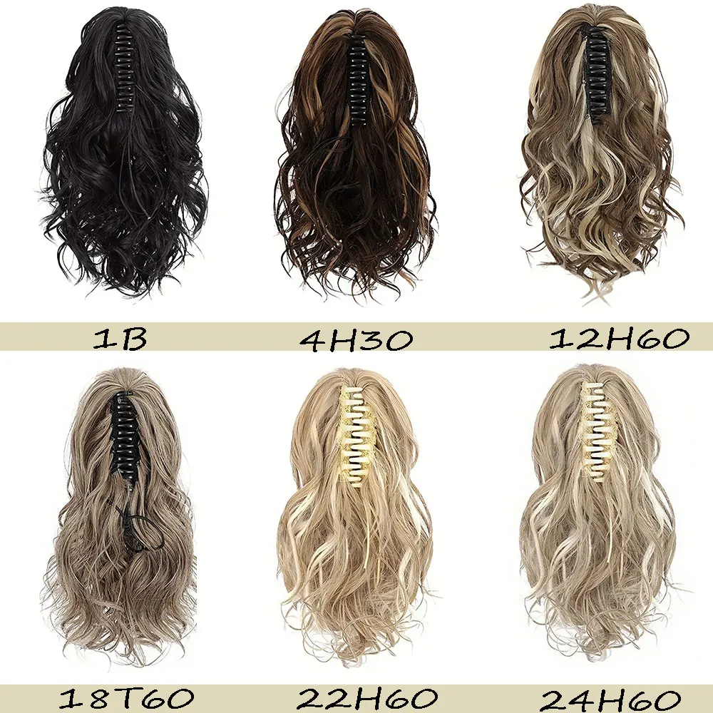 Ponytail Extension Claw Clip In Ponytail Hair Extensions Short Curly Ponytail Wavy Synthetic Hairpiece For Women Daily