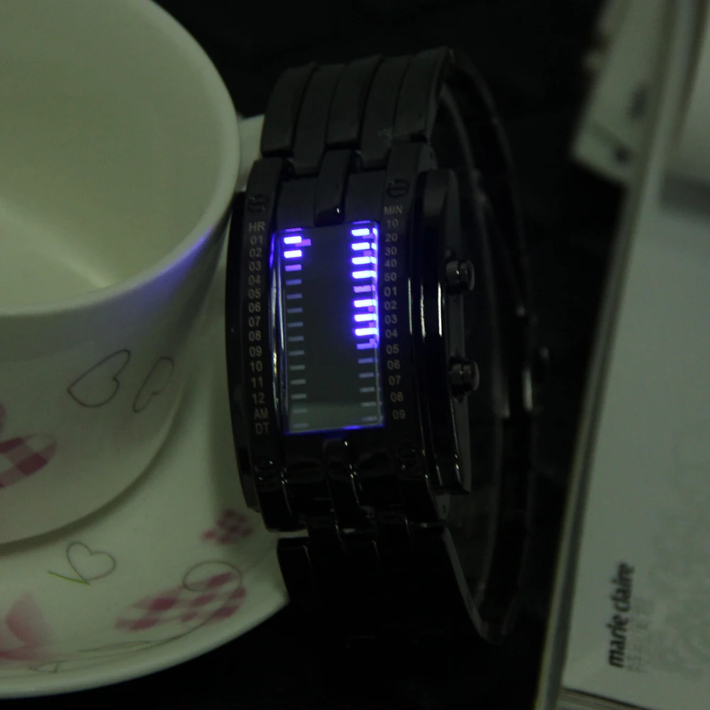 Luxury Lovers Watch Steel Blue Luminous LED Electronic Display Sport Watch