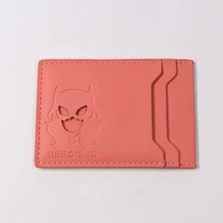 Hero Cartoon Cat PU Leather Slim Card Holder - Stylish ID Wallet (Pink)