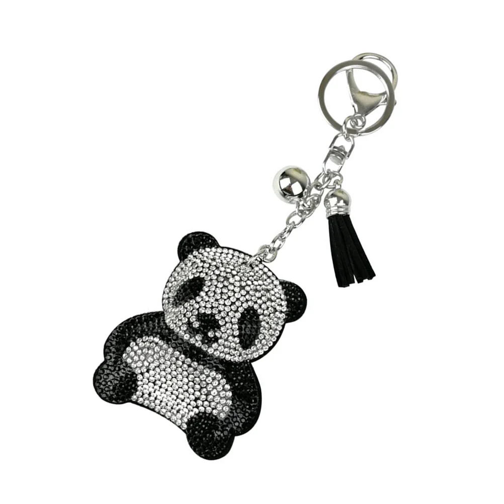 

Panda Keychain Fashion Charm Metal Keyring Key Holder Bag Hanging Pendant (Black)