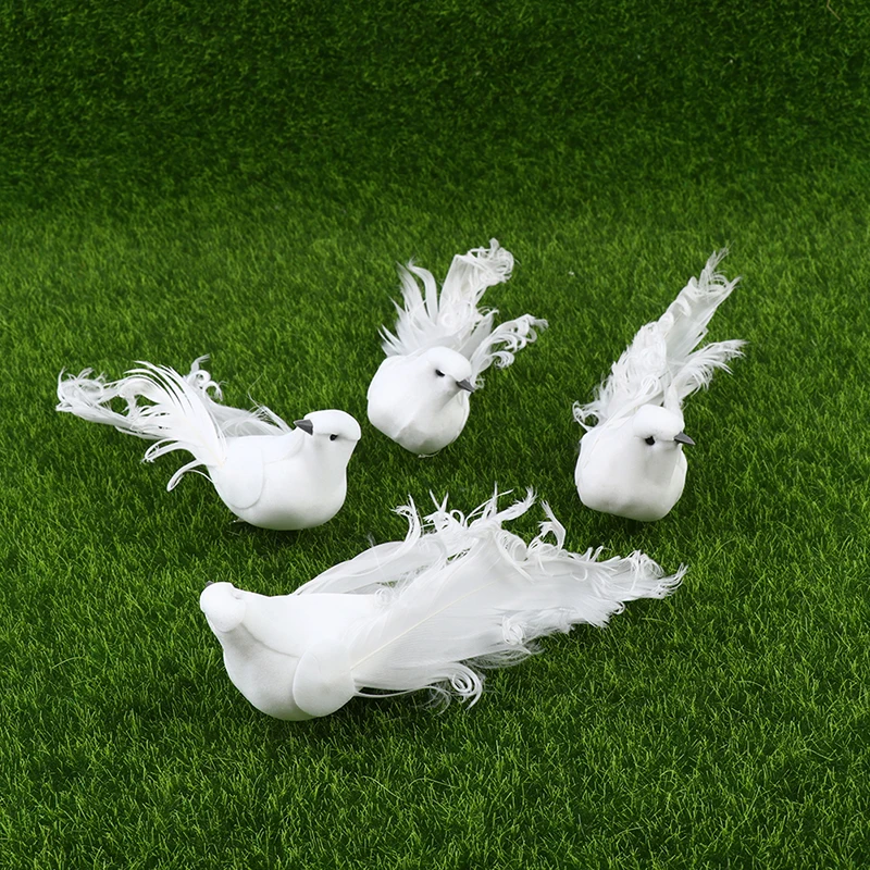 Pájaros blancos de espuma artificial plumas pájaros artesanales mini pájaros decorativos