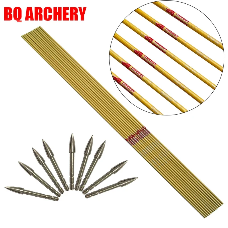 12 fûts flèche carbone peau bambou ID4.2mm pointes 80gr pour pêche à l'arc récurvé accessoires