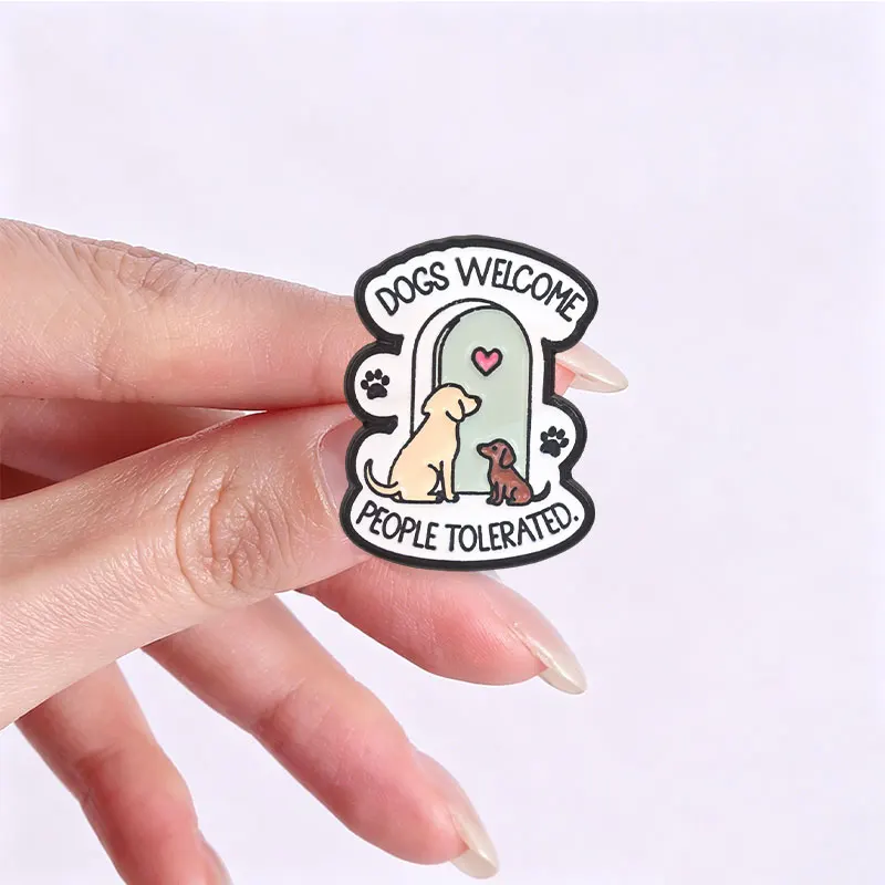 Charming Dog Slogan Enamel Pin - 'Hair Is My Glitter' Brooch with Crowned Dog Design
