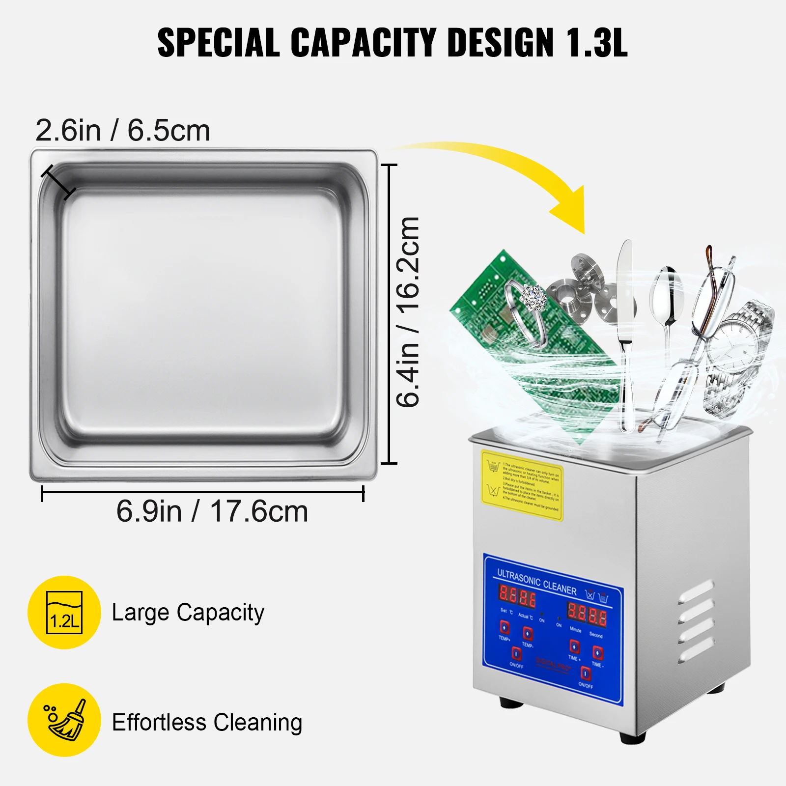 VEVOR Ultrasound Home Appliances 1.3L 2L 3L 6L 10L 15L 22L 30L Ultrasonic Cleaner Lave-Dishes Portable Washing Machine Diswasher images - 6