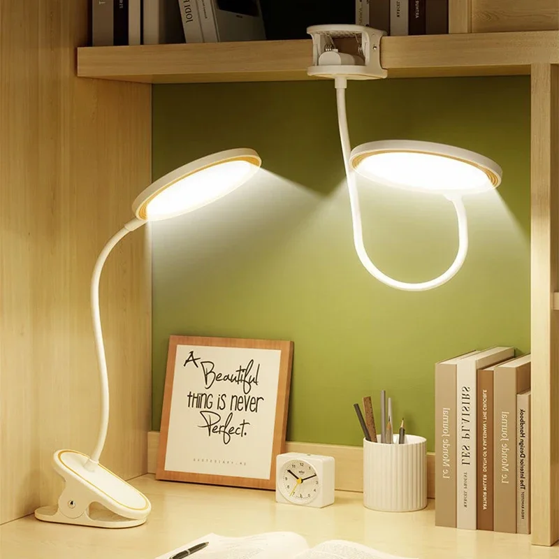 Table Lamp USB Rechargeable Desk Lamp with Clip Bed Reading Book Night Light LED Touch 3 Modes Dimming Eye Protection Light