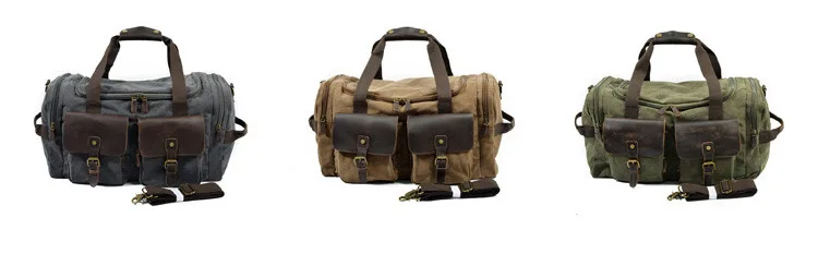 Mens & Womens Canvas Duffle Bags Grey Brown Green