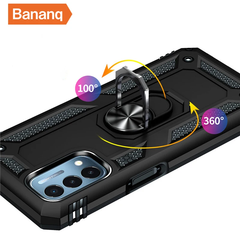 Bananq Shockproof Armor Metal Ring Stand Cover with Magnetic Car Holder