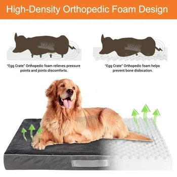 Dog Bed for Extra Large Dogs Waterproof Thick Dog Beds Big Orthopedic Dog Beds with Removable Double Layer Washable 6