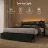 Bed Frame with Storage Headboard, Built-in Charging Station & LED Lights – Sturdy Platform Bed with Drawers 4