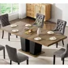 Extendable Dining Room Table for 4 6 8 10 People, 63"-78.74" Wooden Transformer Kitchen Dining Table with Black Double Sturdy 3