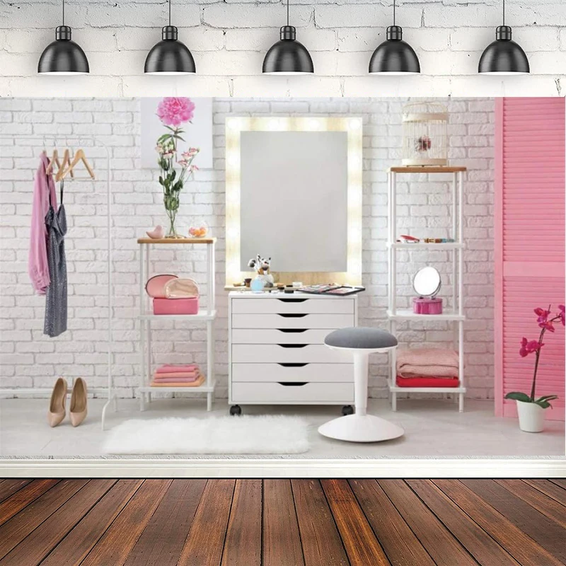 PhotographyBackdropPinkMakeupRoomInteriorForWhiteWallMakeUp