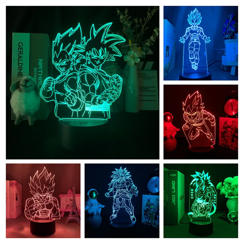 Anime Goku Vegeta 3D Led Night Light Dragon Ball Z Lampada Da Tavolo Bambini Bed Room Decor Regali Di Compleanno E Natale Per I Fidanzati