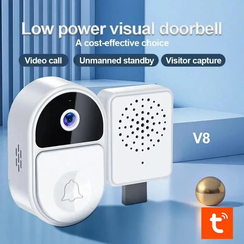 

Умный видеодомофон Tuya V8, дверной звонок с дистанционным управлением по Wi-Fi, водонепроницаемая камера ночного видения для дома и офиса