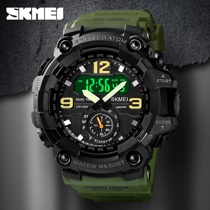 Enhanced Military LED Display Waterproof Quartz Wristwatch for Men - Sporty Shockproof Design