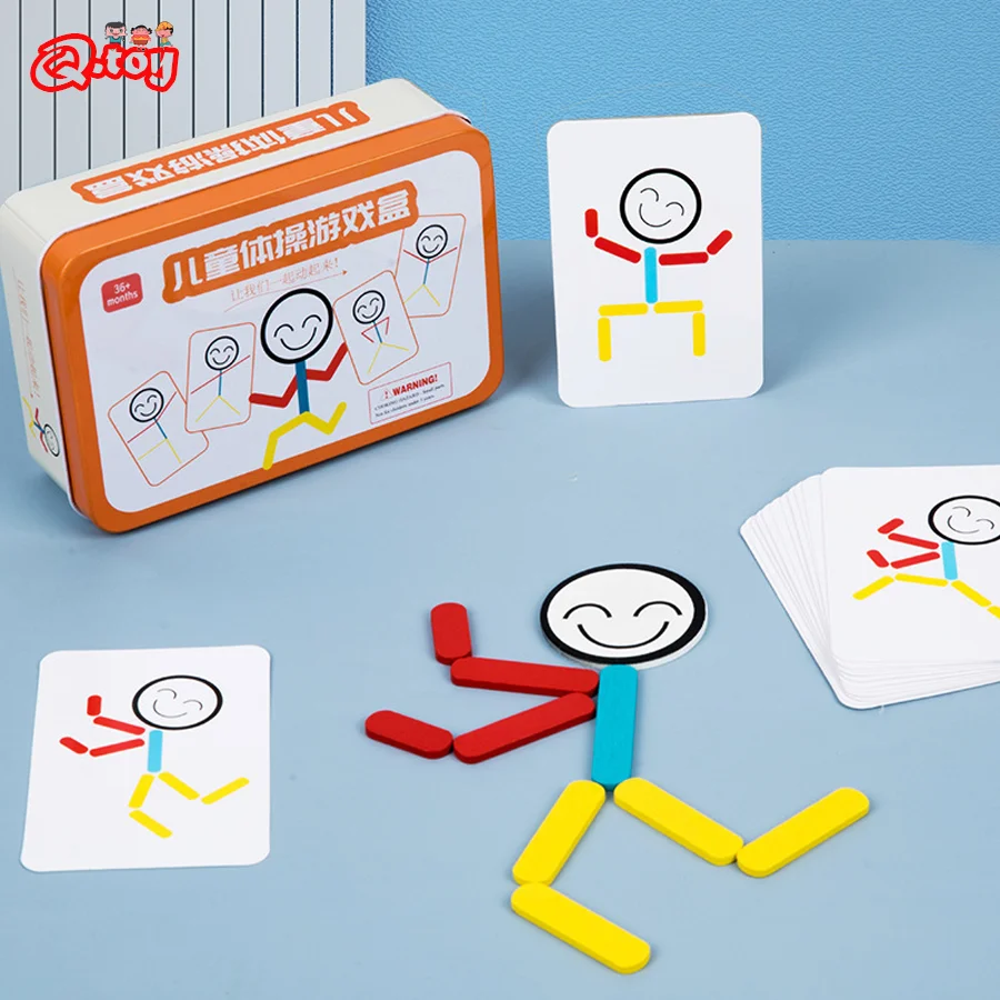 

Kids Montessori Toys Iron Box Stick Man Puzzle Games Sensory Logical Thinking Matching Children Early Educational Wooden Toys